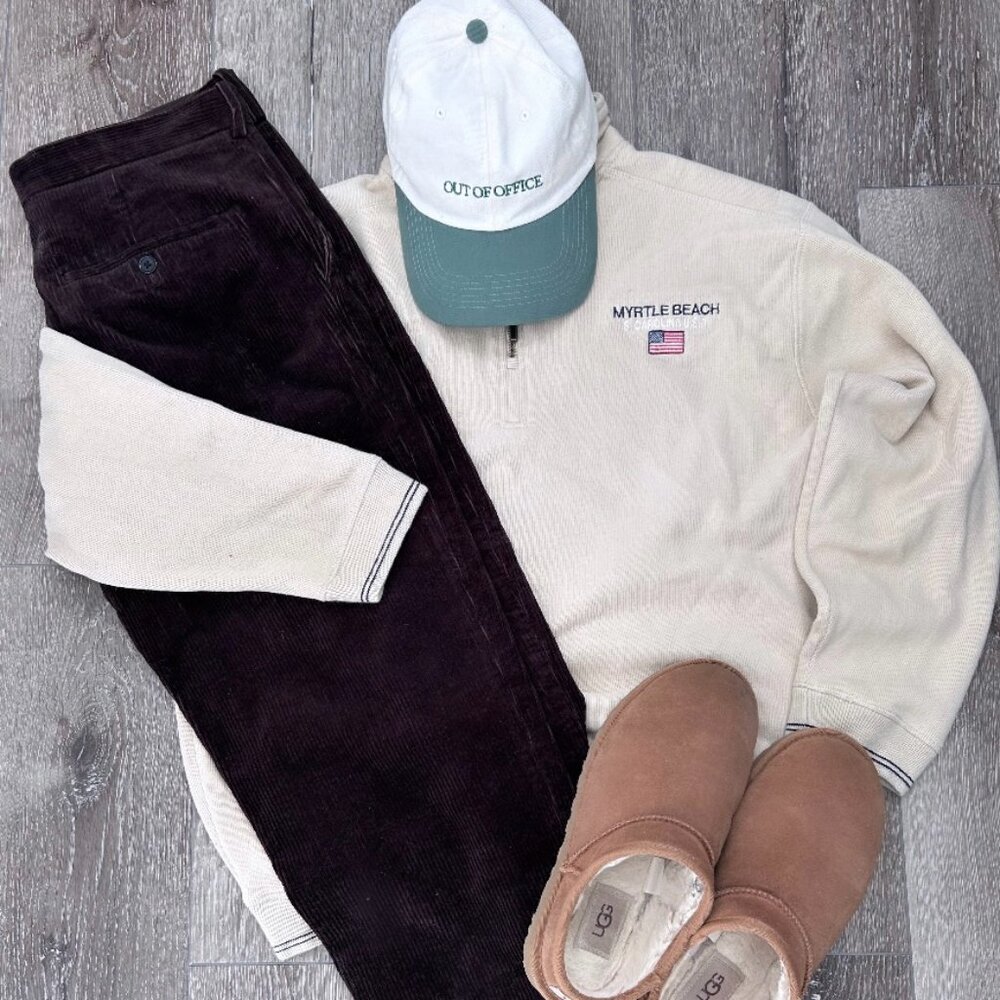 Cream Quarter Zip Sweater